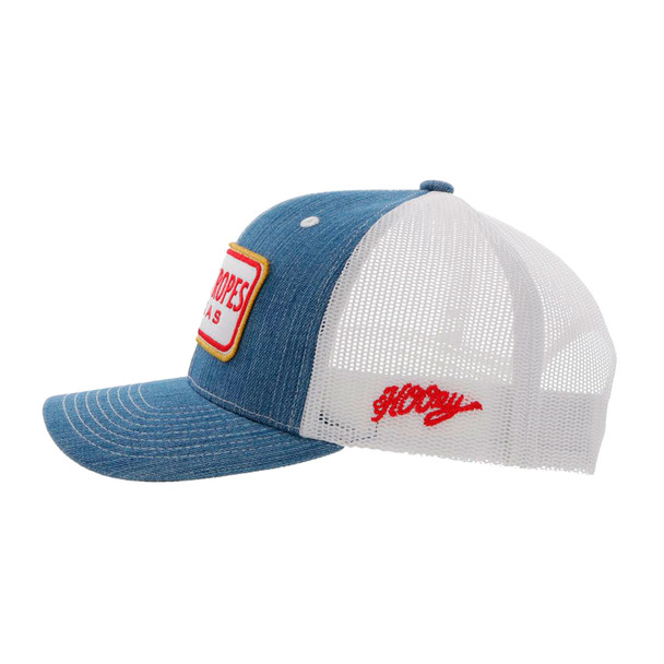 product variation HOOEY Cactus Ropes 6-Panel Red/White Rectangle Patch Denim/White Trucker Cap (CR080) image