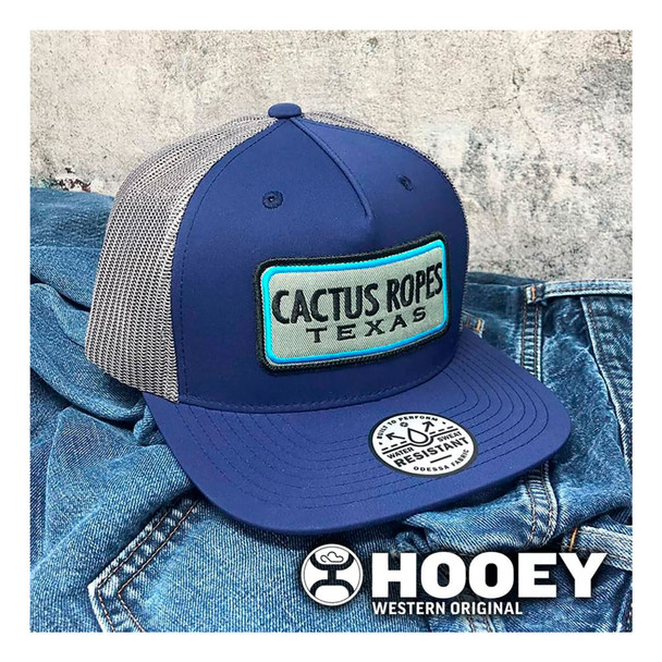 product variation HOOEY Cactus Ropes 5-Panel Blue/Gray Rectangle Patch Navy/Gray Trucker Cap (CR082) image