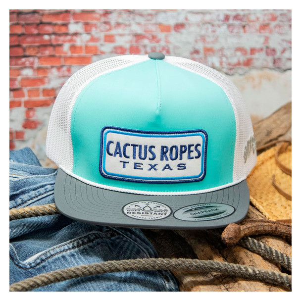 product variation HOOEY Cactus Ropes 5-Panel Navy/Blue/White Rectangle Patch Mint/White Trucker Cap (CR089) image