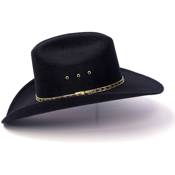 product variation WESTERN EXPRESS Black Felt Finish Western Cattleman Hat (BFF-25-26-BLK) image
