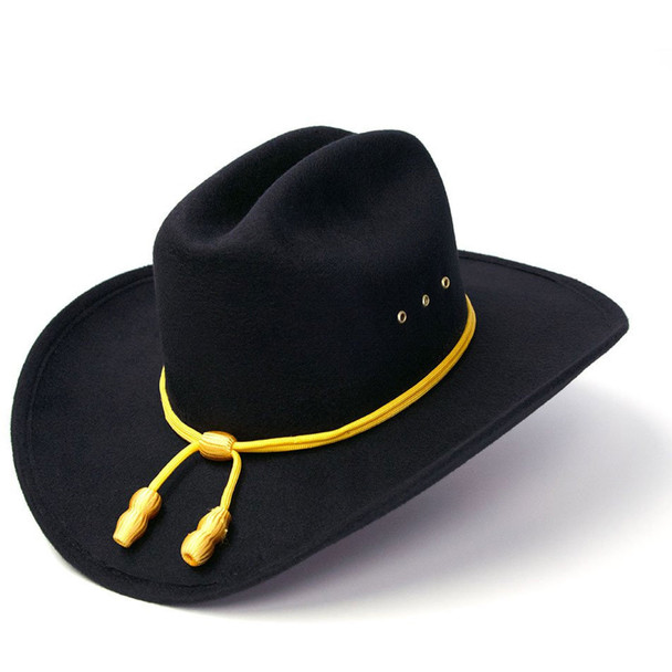 product variation WESTERN EXPRESS Black Felt Finish Western Cattleman Hat with Cavalry Hat Band (BFF-38BLK) image