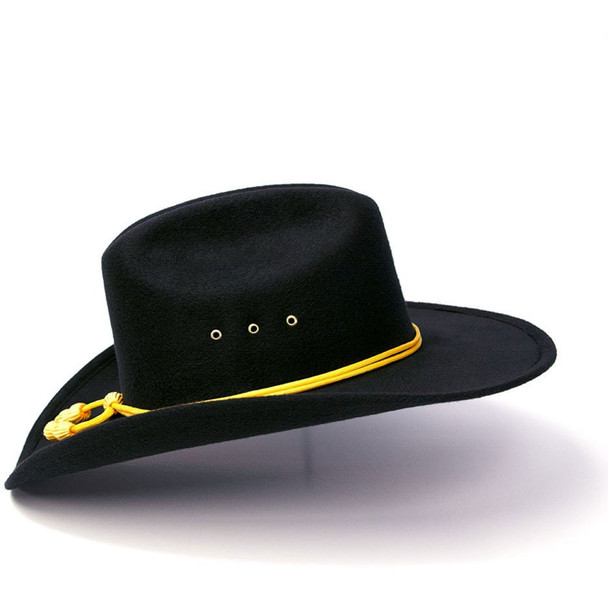 product variation WESTERN EXPRESS Black Felt Finish Western Cattleman Hat with Cavalry Hat Band (BFF-38BLK) image