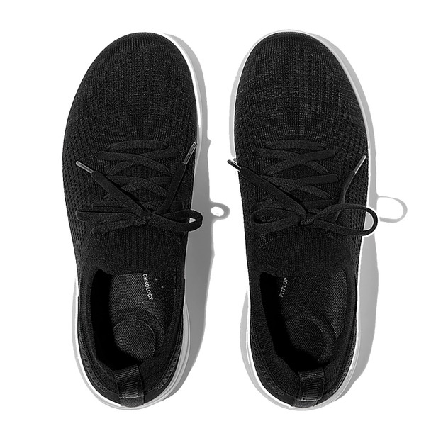 product variation Open Box (Damaged package): FITFLOP Super-Q Knit Slip-On Laced Sneakers, Color: Black, Size: 9 (JM1-001-070) image