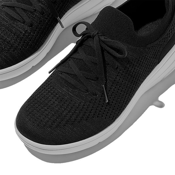product variation Open Box (Damaged package): FITFLOP Super-Q Knit Slip-On Laced Sneakers, Color: Black, Size: 9 (JM1-001-070) image