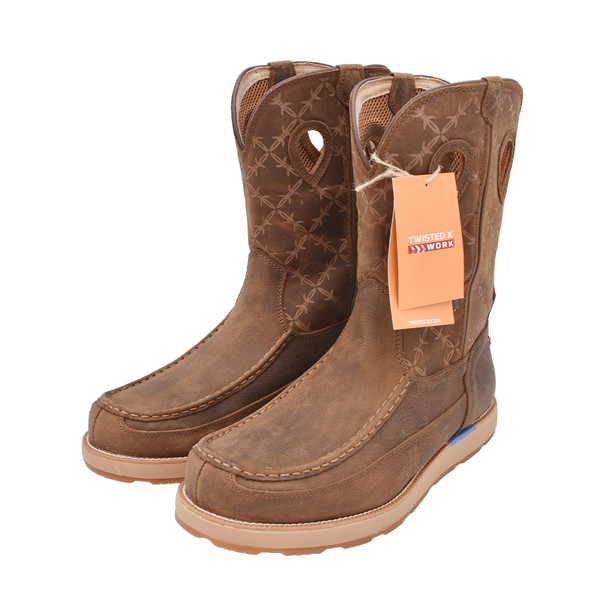 product variation Open Box (Great condition, limited use): TWISTED X Men's 11" Work Pull On Wedge Sole Boot, Color: Brunette & Pecan, Size: 11.5, Width: M (MCBX001-M-11.5) image