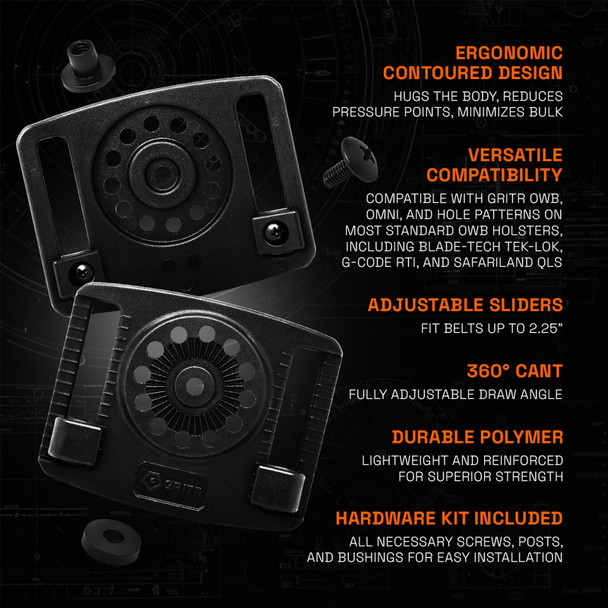 product variation GRITR OWB Holster Belt Slide Attachment - Durable Polymer Holster Mount image