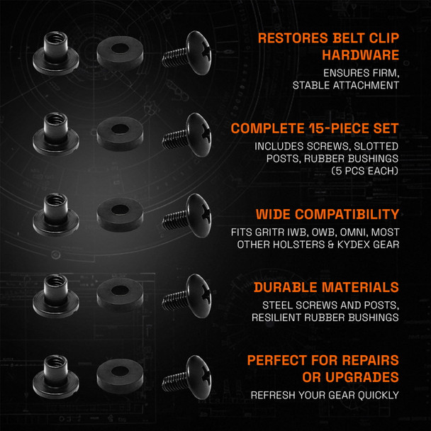 product variation GRITR Belt Clip Hardware Kit, 15-Pieces - Replacement Screws, Posts & Bushings image