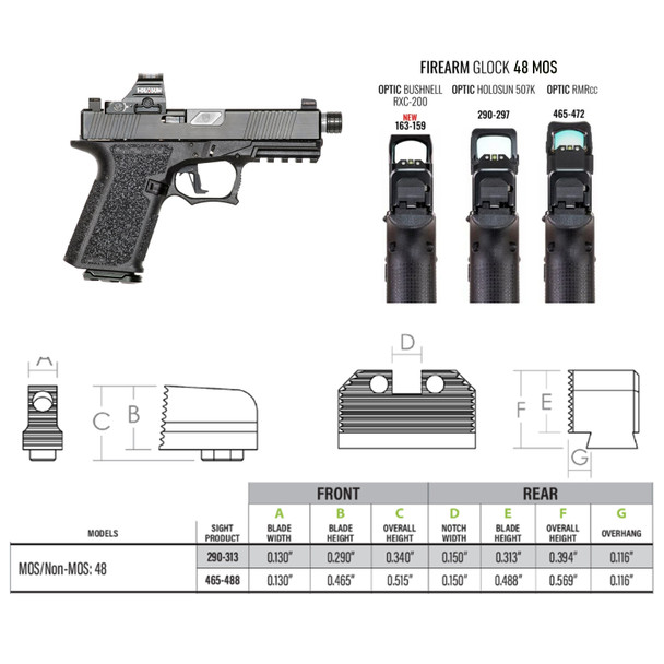 product variation NIGHT FISION Optics Ready Black Front Ring/Black Rear Rings Stealth Night Sight Set for Glock 48 w/ 507k (GLK-005-290-313-ZGZG) image