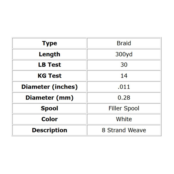 product variation 300yds | 14kg | Filler Spool | White image