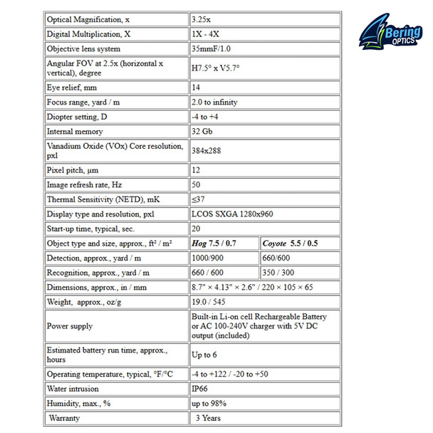 product variation BERING OPTICS Crisp-LRF 384 3.25-13.0x35mm Thermal Monocular with Laser Rangefinder (BE43535) image