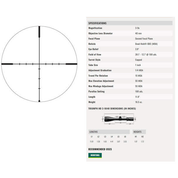 product variation Triumph HD 3-9x40 Riflescope w/ Triumph HD 10x42 Binoculars & Triumph HD 850 Laser Rangefinder image