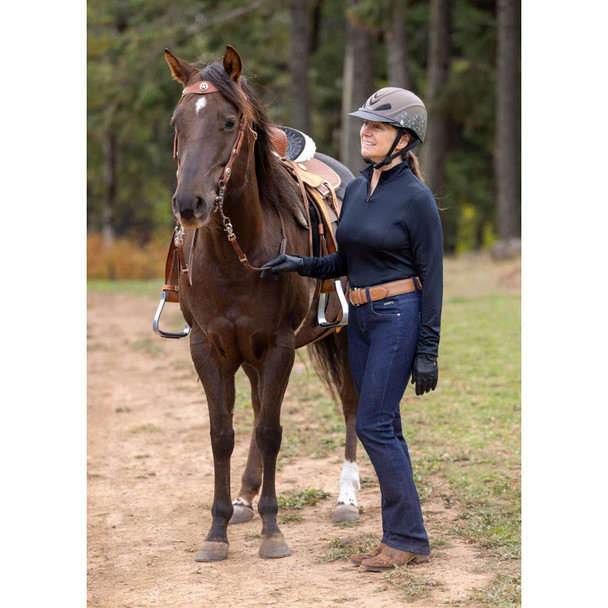 product variation KERRITS Women's Stretch Denim Silicone Knee Patch Bootcut Regular Denim Riding Pant (50463DENIM) image