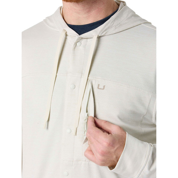 product variation HUK Men's Watershed Hooded Silver Birch Heather LS Shirt (H1500255-195) image