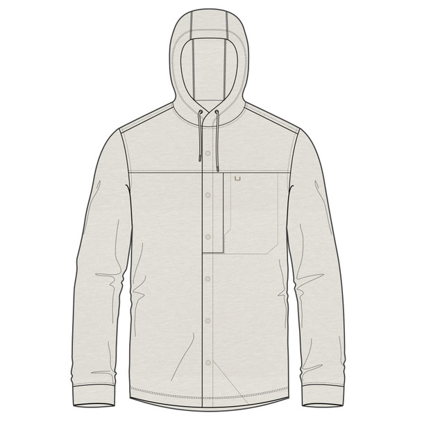 product variation HUK Men's Watershed Hooded Silver Birch Heather LS Shirt (H1500255-195) image