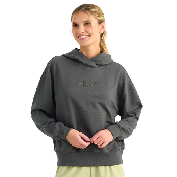 product variation HUK Women's Edisto Logo Terry Dark Shadow Hoodie (H6130044-060) image