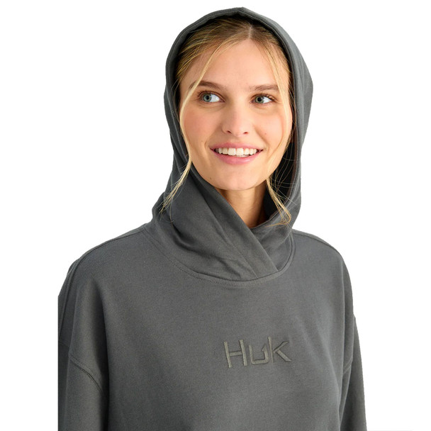 product variation HUK Women's Edisto Logo Terry Dark Shadow Hoodie (H6130044-060) image