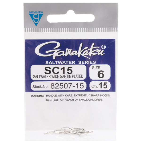product variation GAMAKATSU SC15 Wide Gap 6 15-Pack Tin Plated Hooks (82507-15) image