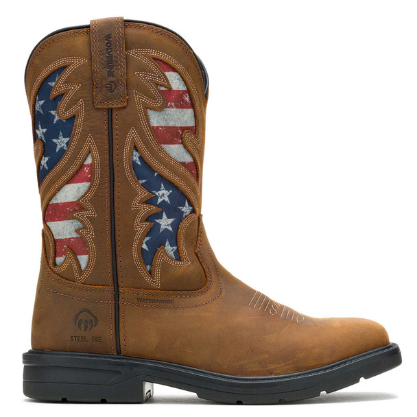 product variation WOLVERINE Men's Rancher Flag Steel-Toe Wellington Brown Work Boots (W241181) image