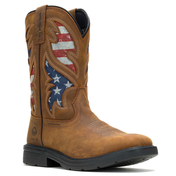 product variation WOLVERINE Men's Rancher Flag Steel-Toe Wellington Brown Work Boots (W241181) image