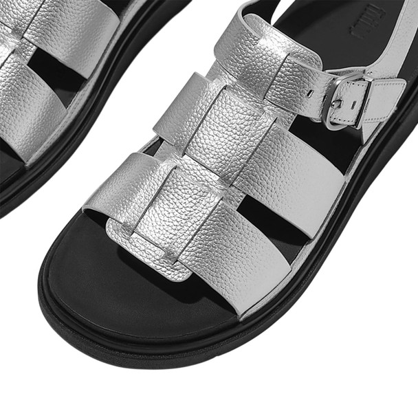 product variation FITFLOP Women's GEN-FF Metallic Tumbled-Leather Silver Fisherman Sandals (A3U-011) image