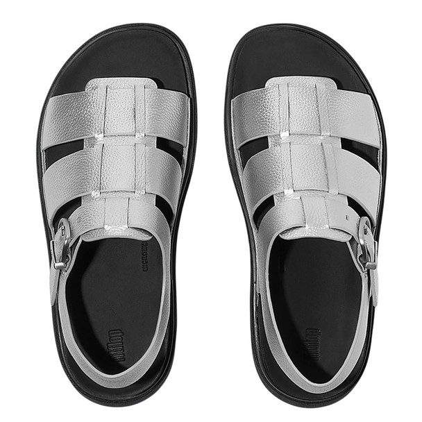 product variation FITFLOP Women's GEN-FF Metallic Tumbled-Leather Silver Fisherman Sandals (A3U-011) image