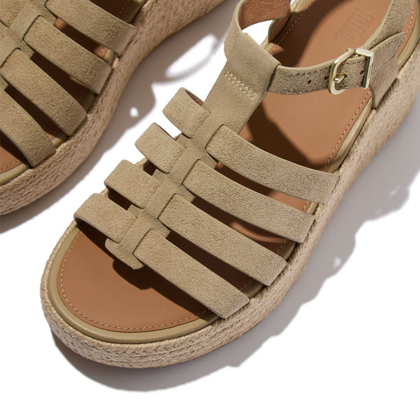 product variation FITFLOP Women's Platfforms Espadrille Suede Fisherman Wedge Cappuccino Sandals (A5J-923) image