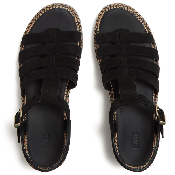 product variation FITFLOP Women's Platfforms Graphic-Weave Suede Fisherman Black Sandals (A5O-001) image