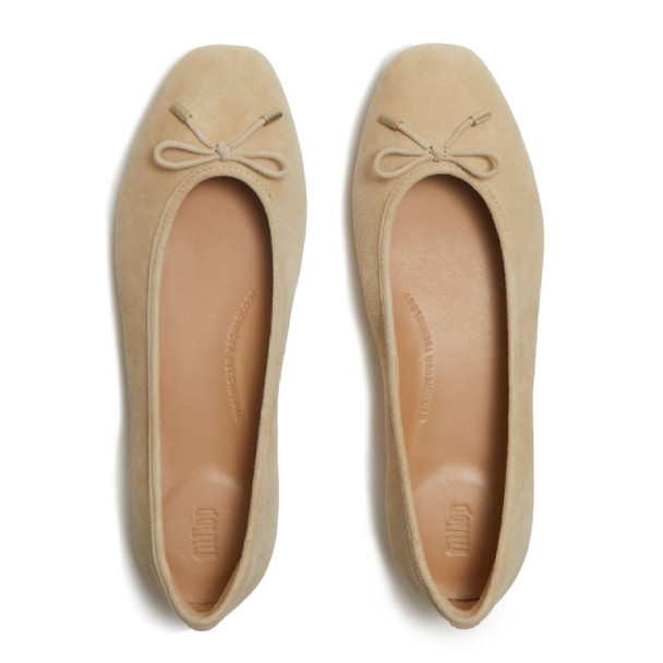 product variation FITFLOP Women's Delicato Bow Suede Cappuccino Ballet Flats (A0H-923) image
