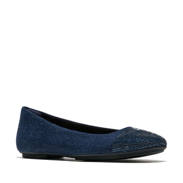 product variation FITFLOP Women's Delicato Crystal Cap-Toe Dark Denim Ballet Flats (A0M-D71) image