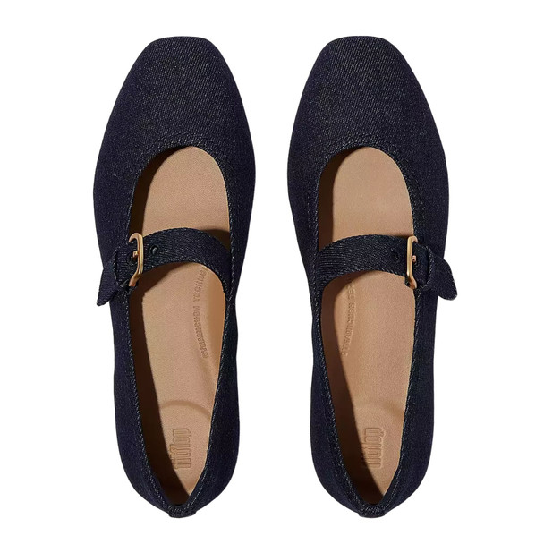 product variation FITFLOP Women's Delicato Denim Mary Janes Dark Denim Ballet Flats (A0N-D71) image