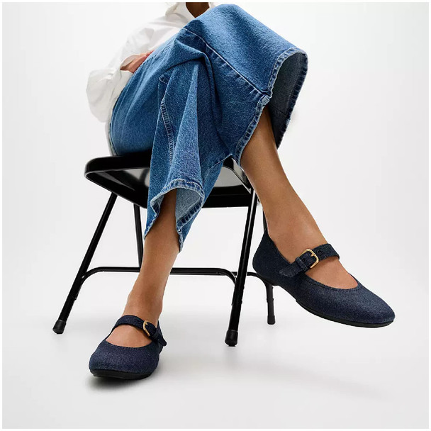 product variation FITFLOP Women's Delicato Denim Mary Janes Dark Denim Ballet Flats (A0N-D71) image