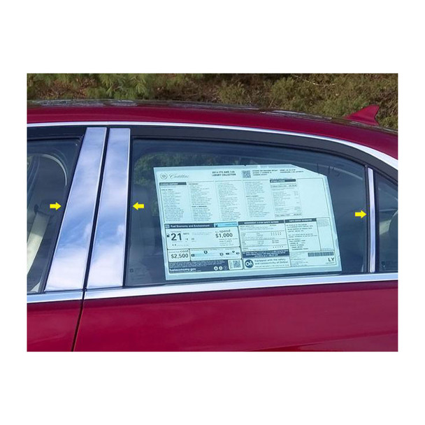 product variation Open Box (Damaged package): QAA 6-Piece Stainless Steel Pillar Post Trim Long Version fits Cadillac CTS 2014-2019 (PP54445) image