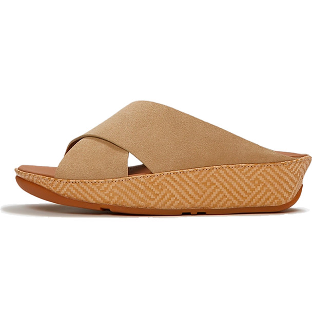 product variation FITFLOP Lulu Lux Graphic-Weave Suede Cross Cappuccino Slides (A4R-923) image