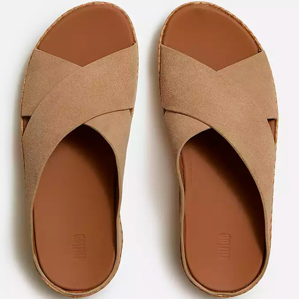 product variation FITFLOP Lulu Lux Graphic-Weave Suede Cross Cappuccino Slides (A4R-923) image