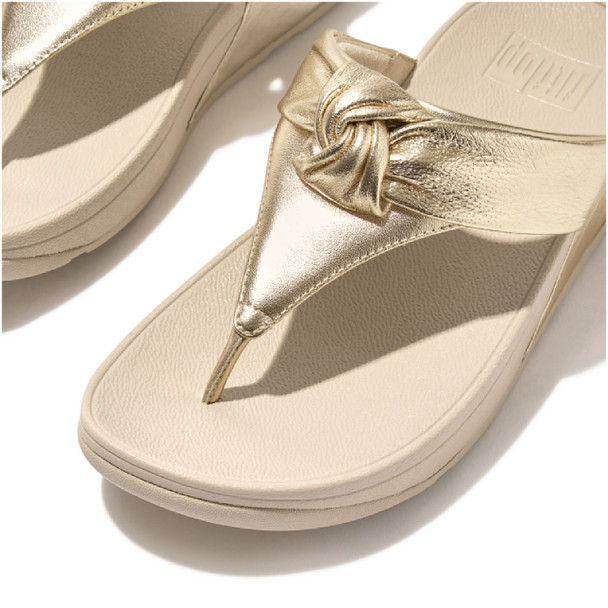 product variation FITFLOP Women's Lulu Padded-Knot Metallic-Leather Platino Toe-Post Sandals (HN8-675) image