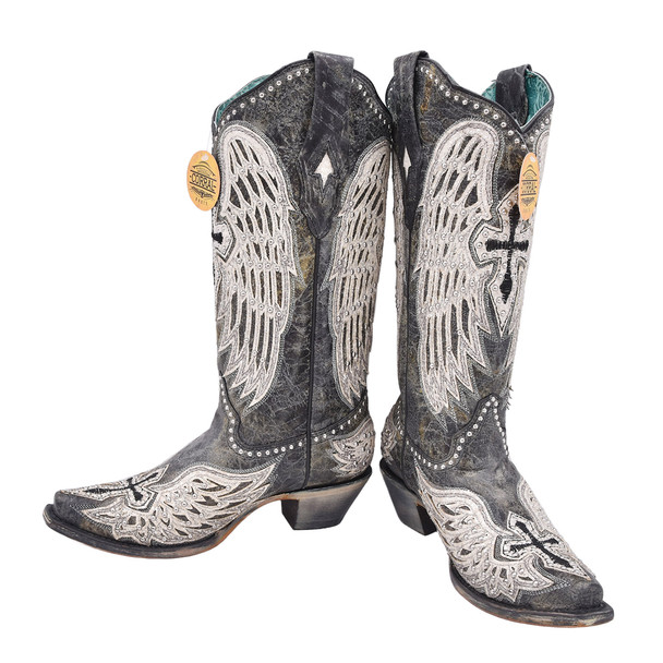 product variation Open Box (Great condition, limited use): CORRAL Ld Black Cross & Wings Overlay & Studs, Size: 7, Width: M (A4232-M-7) image