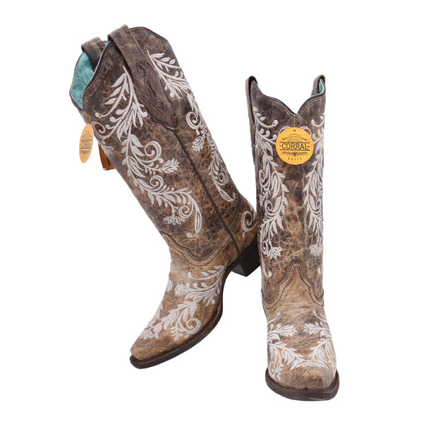 product variation Open Box (Great condition, limited use): CORRAL LD BROWN/WHITE EMBROIDERY- GLOW COLLECTION, Size: 7, Width: M (A3753-LD-M-7) image