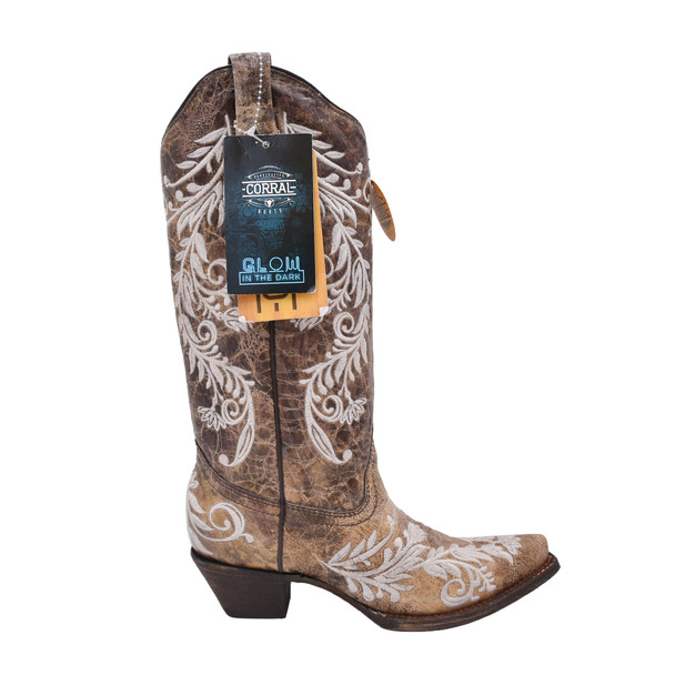 product variation Open Box (Great condition, limited use): CORRAL LD BROWN/WHITE EMBROIDERY- GLOW COLLECTION, Size: 7, Width: M (A3753-LD-M-7) image