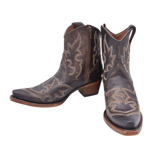 product variation Open Box (Great condition, limited use): CORRAL Ld Black/Brown Embroidery & Zipper Ankle Boot, Size: 9.5, Width: M (L5917-M-9.5) image