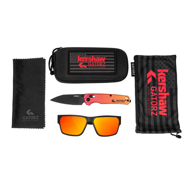 product variation GATORZ EYEWEAR Delta Kershaw Black with Red Logo/Rose with Sunburst Mirror Sunglasses (GZ-50-094) image