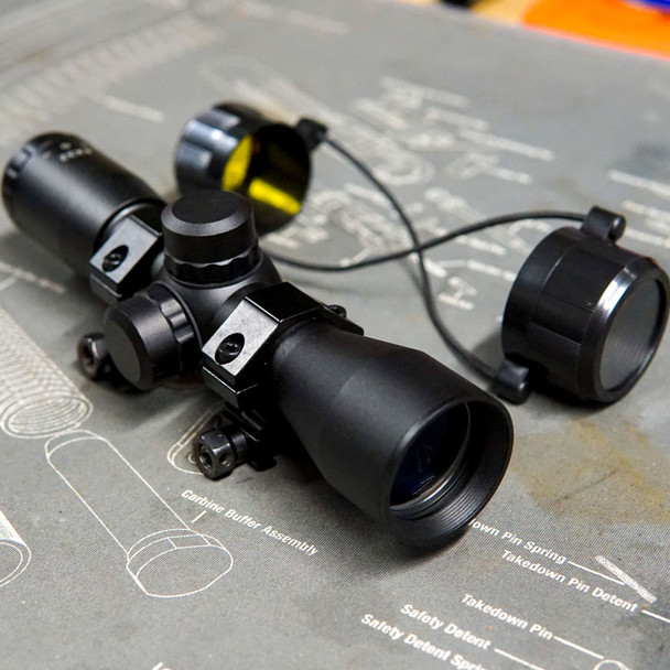 product variation AIM SPORTS Tactical 4x32mm Compact Mil-Dot Reticle Riflescope With Rings (JTM432B) image