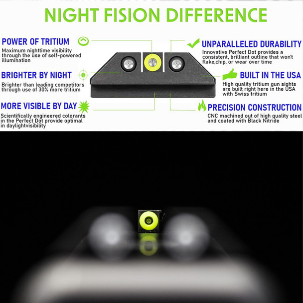 product variation NIGHT FISION .180in Blade White Front Ring/U Notch Black Rear Rings Night Sight Set for 1911 (1911-325-007-WGZG) image