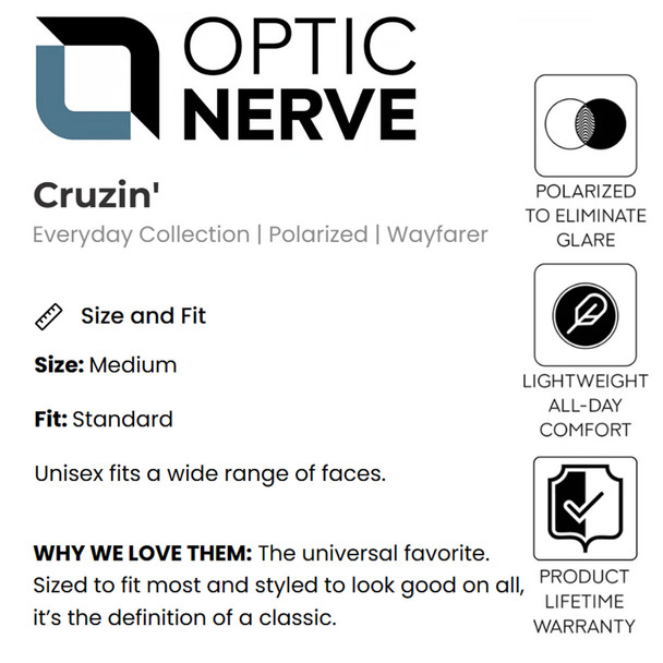 product variation OPTIC NERVE Unisex Cruzin' Shiny Black Frame with Smoke Lens Sunglasses (22679) image