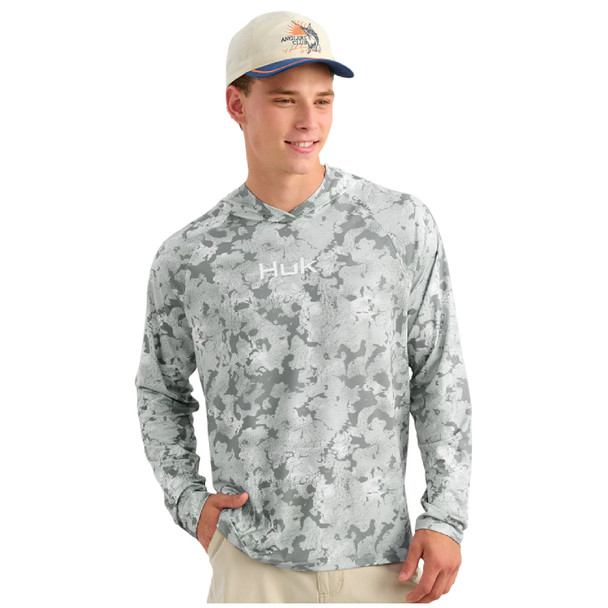 product variation HUK Men's Airweight KC Printed Sharkskin Estuary Camo Hoodie (H1200750-028) image