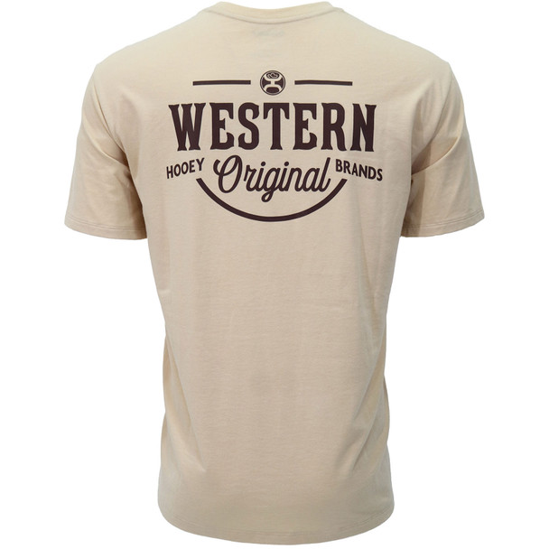 product variation HOOEY Men's Western OG Tan Crew Neck Cotton SS T-Shirt with Rust Logo on Back (HT1711TN) image