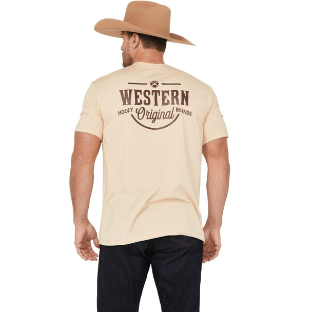 product variation HOOEY Men's Western OG Tan Crew Neck Cotton SS T-Shirt with Rust Logo on Back (HT1711TN) image