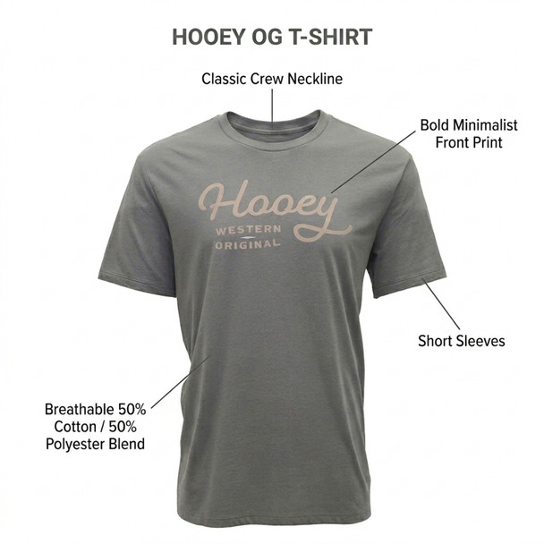product variation HOOEY Men's OG Steel Gray Crew Neck Cotton SS T-Shirt (HT1566DKGY) image