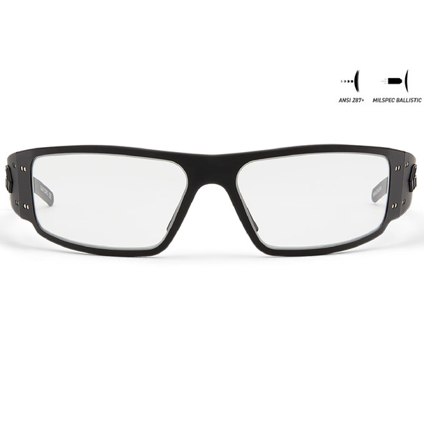 product variation Black w/Black Logo Frame / ANSI Z87.1+ MILSPEC Ballistic Clear w/Anti-Fog Lenses | VLT - 89% image