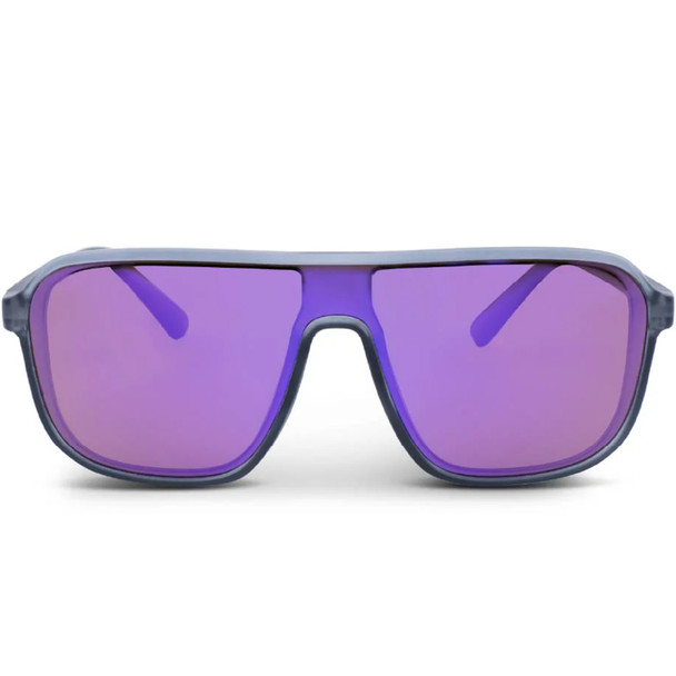 product variation OPTIC NERVE Unisex Montrose Matte Crystal Gray Driftwood Frame with Polarized Brown Lens Purple Mirror Sunglasses (22771) image
