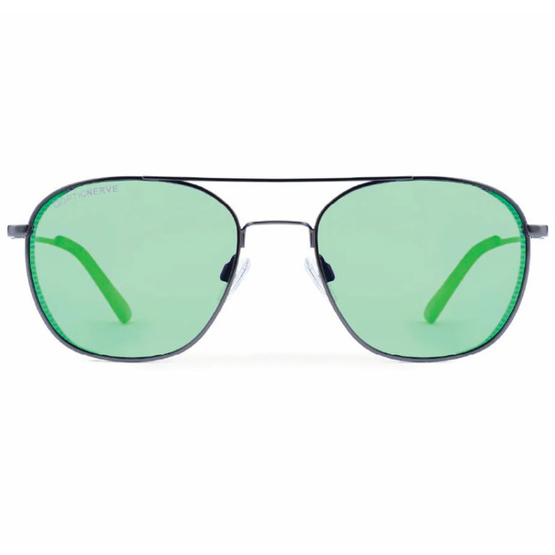 product variation OPTIC NERVE Unisex Palisade Matte Gunmetal/Matte Black Metal Sunglasses with Polarized Smoke Lens Green Mirror (22829) image